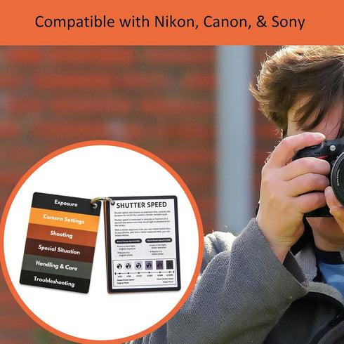 DSLR Camera Photography Cheat Sheet Cards - Photography Accessories for Canon, Nikon, Sony - Quick Reference Flashcards for Photographers - Exposu...