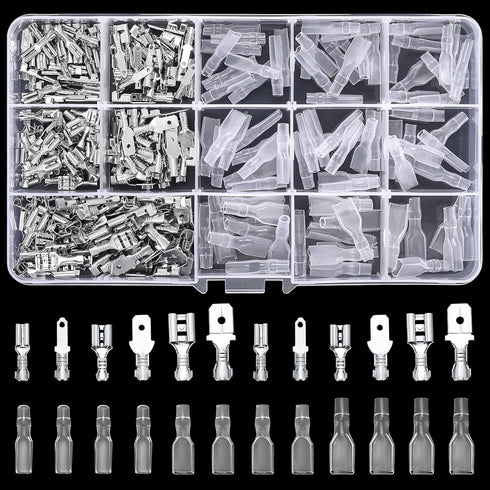 360 Pcs 2.8/4.8/6.3mm Male and Female Wire Spade Connectors, Quick Splice Electrical Wire Crimp Terminal Block Connectors with Insulating Sleeve K...