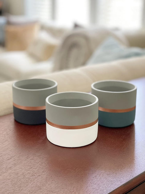 Assorted Nordic Cement Succulent Pots 3.5" Planters with Drainage | 3 Pack...