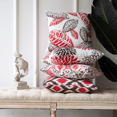 PHANTOSCOPE Set of 4 New Living Series Decorative Throw Pillow Case Cushion Cover, Red, 18" x 18" inches, 45cm x 45cm...