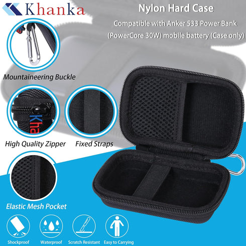 khanka Hard Travel Case for Anker 3-in-1 Fast Charging Charger with Built-in USB-C Cable/Anker 533 Power Bank/Anker Nano Power Bank,10000mAh Porta...