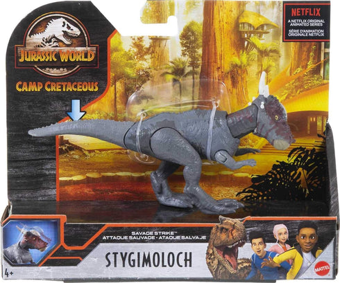 Mattel Jurassic World Toys Camp Cretaceous Stygimoloch Stiggy Savage Strike Dinosaur Figure, Smaller Size, Attack Move Iconic to Species, Movable ...