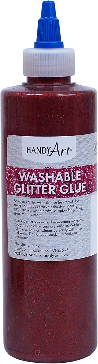 Handy Art Washable Glitter Glue 8 ounce, Red...