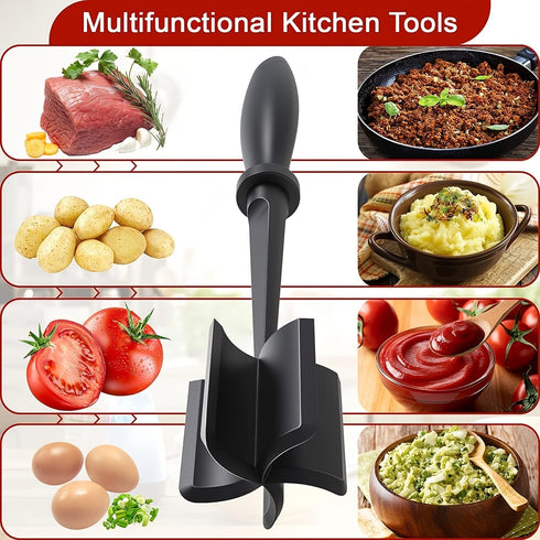 2Pcs Meat Chopper,Ground Beef Meat Masher Chopper Tool,Hamburger Smasher Tool,Plastic Meat Spatula Chopper,Meat Separator Kitchen Tool for Food Po...