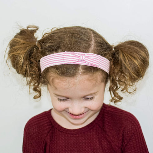 FROG SAC Adjustable Seersucker Striped Hairbands - Non-Slip Flat Bows for Girls & Kids, Cute Small Hair Accessories, Party Favors...