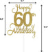 60th Wedding Anniversary Cake Topper, Wedding Anniversary Party Decoration with Premium Gold Glitter...