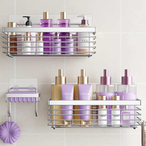 ODesign Shower Caddy 3 Pack SUS304 Stainless Steel-No Drilling-Shower Bathroom Shelves Rack,Rustproof Wall Mounted,Adhesive Shower Shelf Basket Or...