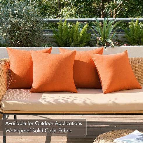 MIULEE Fall Pack of 4 Decorative Outdoor Throw Pillow Covers Linen Waterproof Pillow Covers Farmhouse Cushion Cases for Patio Garden Tent Balcony ...