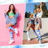 2 Pairs Sports Socks Unisex over the Calf Crew Socks Soft Cotton Soccer Socks Multisport Tube Socks for Youth Women (Blue,Tie Dye)...