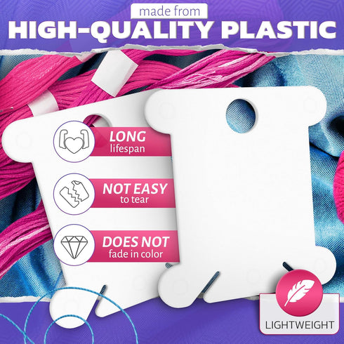Embroidery Floss Bobbins - 120 Pcs Durable Plastic Embroidery Floss Organizer with 2 Slots, Hanging Hoop, Smooth Edges, and Tangle-Free Design - L...