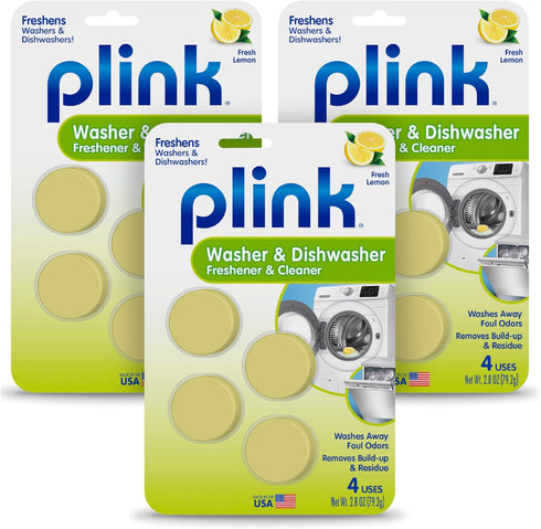 Plink Washer and Dishwasher Freshener and Cleaner, 3 Packs of 4, 12 Total Tablets...