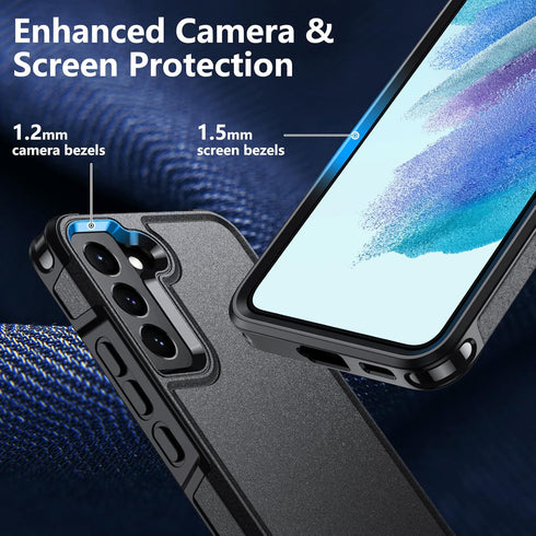 Justcool for Samsung Galaxy S22 Case, Dual Layer Heavy-Duty Rugged Shockproof Anti-Drop Protective Case for Samsung Galaxy S22 5G 6.1 Inch (Black)...
