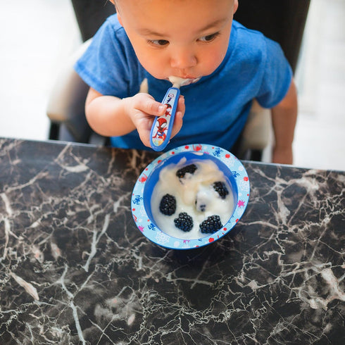 The First Years Spidey and His Amazing Friends Toddler Dinnerware Set - Toddler Plates and Toddler Utensils - Dishwasher Safe Toddler Feeding Supp...
