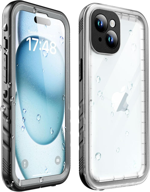 SOKUSIN for iPhone 15 Case Waterproof - Shockproof Drop Proof Dustproof Clear Phone Case with Built-in Screen & Camera Protector Full Body Rugged ...