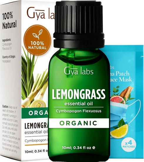 Gya Labs USDA Certified Organic Lemongrass Essential Oil for Diffuser - 100% Pure Natural Organic Lemongrass Oil for Skin, Hair, Natural Aromather...