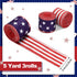 XunYee 3 Rolls Patriotic Ribbons American Flag Double Sided Star Striped Wired Ribbon Red Blue White Ribbons for Memorial Day 4th of July Independ...