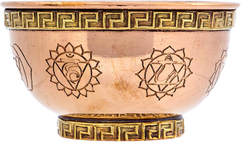 7 Chakras Copper Offering Bowl - for Altar Use, Ritual Offerings, Home Decor, Chakra Decor, Meditation Accessories - Incense Holder and Smudge Bow...