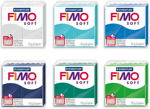 FIMO Staedtler Soft Polymer Oven Modelling Clay - Cool Tones - Set of 6...