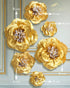 Letjolt Paper Flowers Decorations for Wall Artificial 3D Flowers Home Decor Backdrop Golden Wedding Garlands Baby Shower Decor Bridal Shower (Gold...