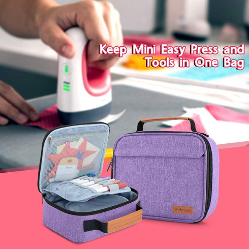 Yarwo Carrying Case Compatible with Cricut Easy Press Mini, Portable Tote Bag for Craft Tools and Accessories, Purple...
