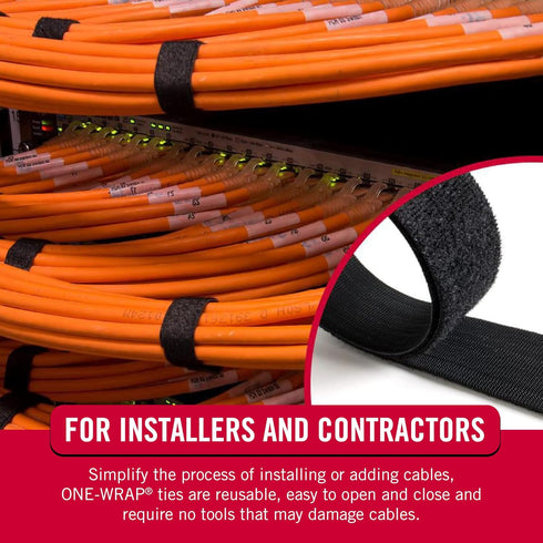 VELCRO Brand ONE-WRAP Bundling Ties – Reusable Fasteners for Keeping Cords and Cables Tidy – Cut-to-Length Roll, 25ft x 3/4in, Black...
