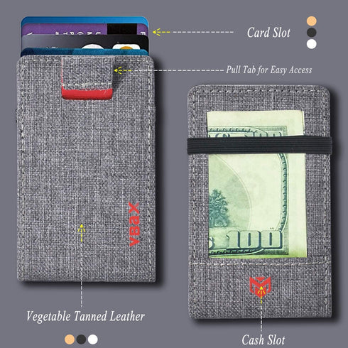 RFID Minimalist Slim Wallet for Men and Women, Holds Up to 12 Cards, Cash, Key Thin and Lightweight Credit Card Holder, Grey Ballistic Nylon...