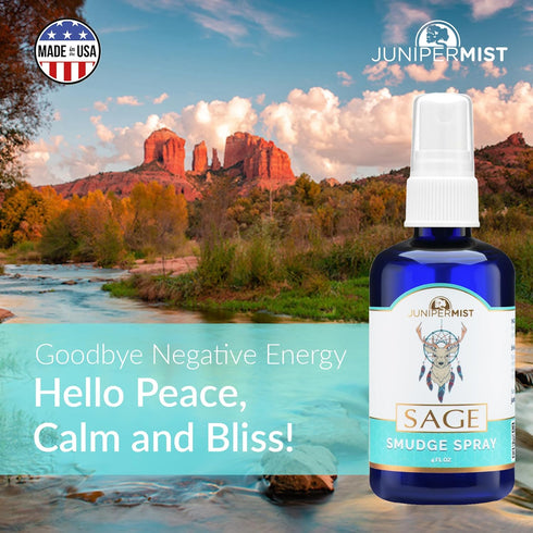White Sage Smudge Spray (4 Fl Oz) - for Cleansing Negative Energy - Sage Spray Alternative to Incense Sticks - Sustainably Made in USA with Pure E...