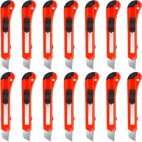 DIYSELF 14 Pack Box Cutter Retractable, Box Cutter Knife with 18mm Wide Utility Blades, Sharp Utility Knife Retractable, Box Cutters for Office, H...