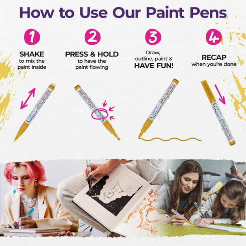 PINTAR Acrylic Paint Markers Set - Extra Fine Tip Paint Pens - Acrylic Markers Paint Pens - Acrylic Paint Pens for Rock Painting, Wood, Glass, Lea...
