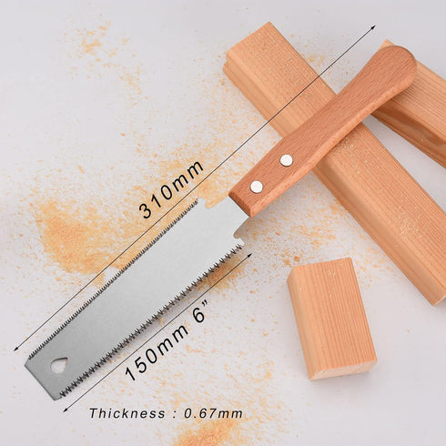 Small Woodworking Hand Saw, 6 inch Flexible Blade Double edge TPI 17/11 Pull Saw for Craft, Hobby, DIY, Non Slip Wood Handle Garden Trim Saw, Shar...