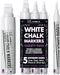 Kassa 5-Pack White Chalk Markers | Includes 1mm, 3mm, 6mm, 10mm & 15mm Tips | Works on Chalkboards, Windows & Glass | Erasable, Dust-Free & Washab...