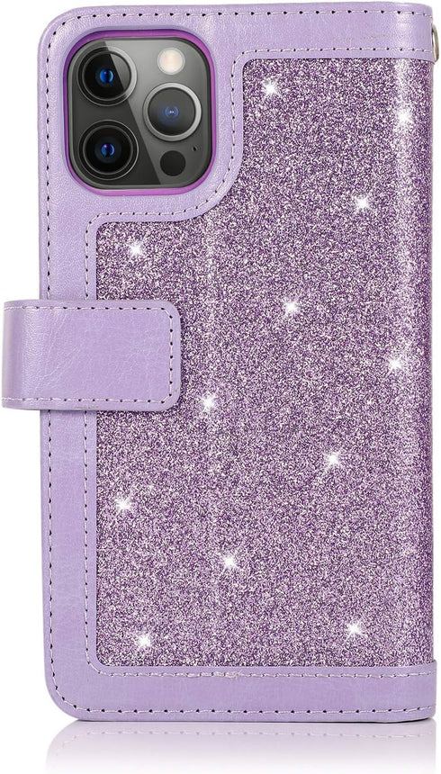 EYZUTAK Wallet Case Compatible with iPhone 12 Mini 5.4 inch 2020,Magnetic Handbag Zipper Pocket PU Leather Flip with 9 Card Slots and Wrist Strap ...
