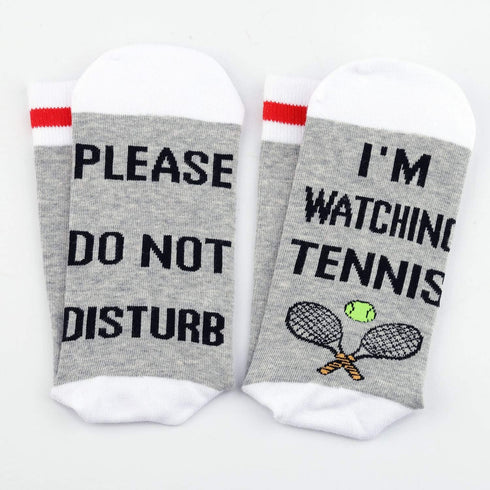 TSOTMO 2 Pairs Tennis Lover Gift Novelty Crew Socks Please Do Not Disturb I’m Watching Tennis Socks Novelty Sports Socks...