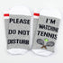 TSOTMO 2 Pairs Tennis Lover Gift Novelty Crew Socks Please Do Not Disturb I’m Watching Tennis Socks Novelty Sports Socks...