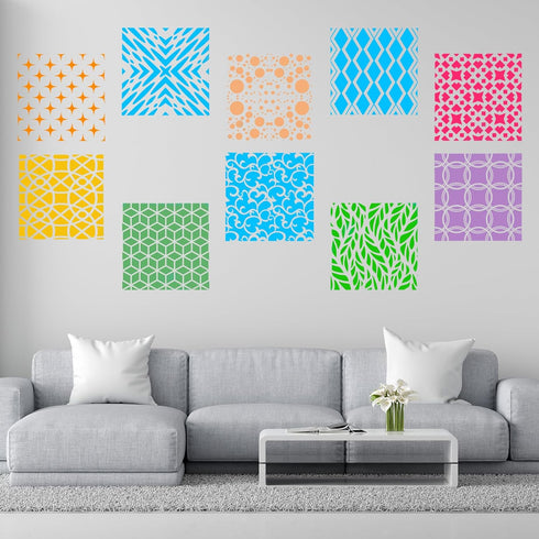 24Pcs Stencils for Painting, Reusable Geometric Painting Stencils Abstract Layering Stencil for Painting on Wooden Furniture Floor Decor DIY Suppl...