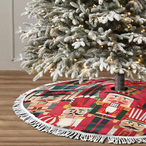 Christmas Time Nutcracker Sweet Christmas Tree Skirt Gorgeous Edge Tassel Lace for 30" Xmas Ornaments Decoration...