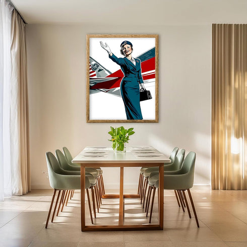 Posterizer 1 pcs-retro style flight attendant minimal art 1-Adventure Wall Art- Gift for Men Women Entrepreneur Teens -Decor for Home & Office- un...