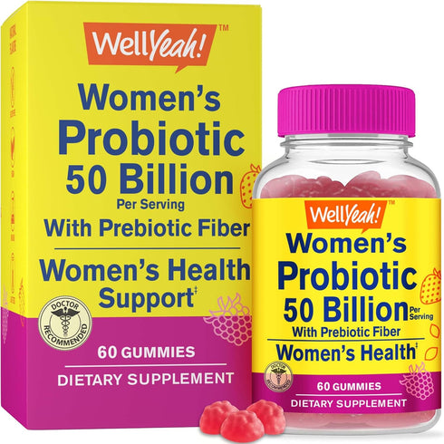 Womens Probiotic 50 Billion Gummies 12 Strains - with Prebiotic Fiber for Digestive - Vaginal, Digestive, Immune Suport and Gut Health - Shelf Sta...