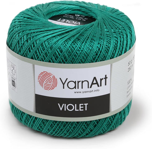 1 Skein YarnArt Violet,100% Mercerized Cotton Yarn Threads Crochet Lace Hand Knitting Yarn Embroidery Arts Crafts (Green 6334)......