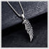 Punk Titanium Steel Angel Wing Pendant Feather Necklace...