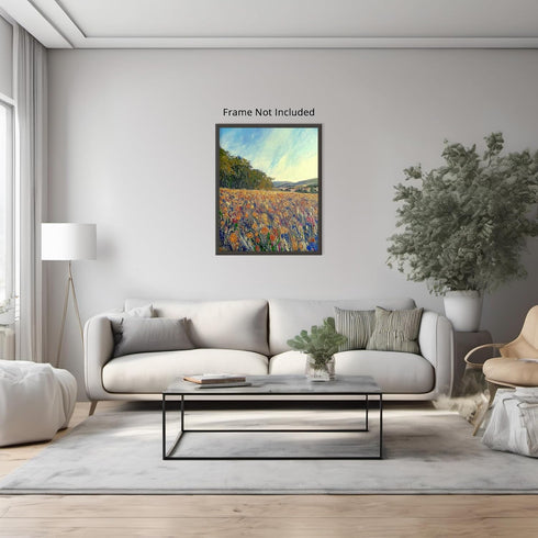 Posterizer 1 pcs-oil painting style-vibrant field with flowers-classics inspired 3-Landscape & Nature Art-Vintage Art-Gift for Art Lovers- unframe...