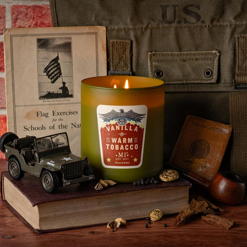 Manly Indulgence Vanilla & Warm Tobacco Scented Candles for Men, 2 Wick, 15 oz Premium Soy Blend Wax, 60H Burn, Candles for Home Scented – Made in...