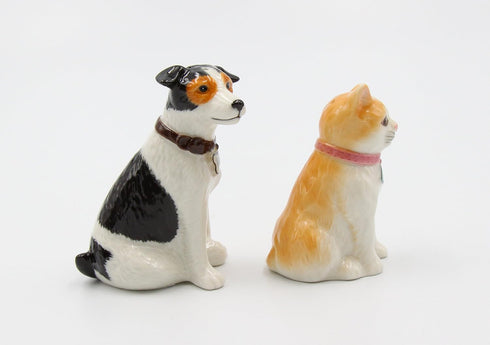 20781 Fine Porcelain Dog and Cat Salt and Pepper Shakers Set, 3-3/8" H...