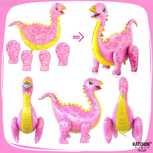 KatchOn Giant Pink Dinosaur Balloons - 35 Inch, Pack of 2 | Girl Dino Party Decorations | Birthday Decorations...