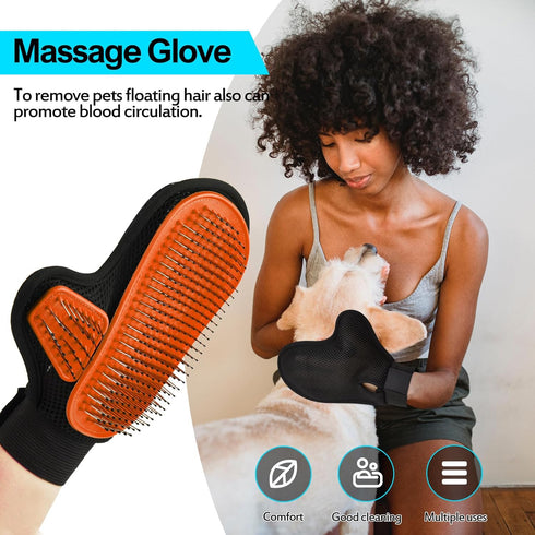 2024 Pet Grooming Glove with Tipped Pin Brush,Special Design Deshedding Glove, Massage Mitt, Perfect Petting Tool for Sensitive Dogs & Cats with L...