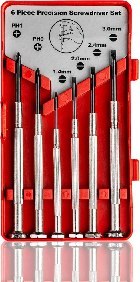 Mini Screwdriver Set Plus Tweezer, 7 PCS Total, Small Screwdriver Set with 6 Different Size Flathead and Phillips Screwdrivers, Precision Screwdri...