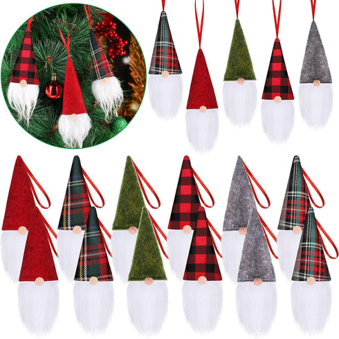 Skylety Skylety Gnome Ornaments Christmas Hanging Buffalo Plaid Decor for Christmas Tree Scandinavian Decorations Santa Gnome Tomte Plush Ornament...