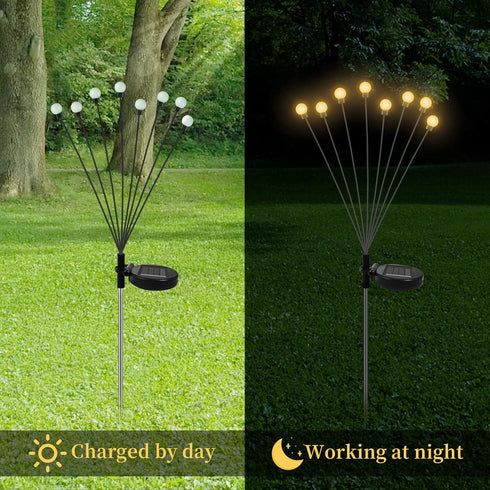 Solar Fairy Firefly Lights Outdoor Garden Decor Waterproof, Solar Powered Swaying Light Outside, 2 pack LED Light Flexible Sway by Wind, Yard Pati...