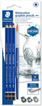 STAEDTLER Mars Lumograph Graphite Watercolor Pencils Kit, Set of 3, Includes Watercolor Brush, 100A-SBK4...