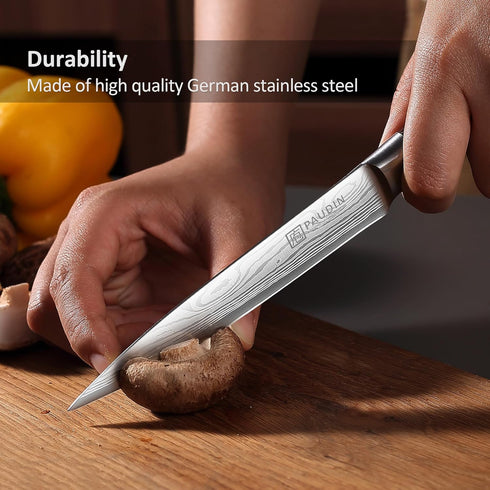 PAUDIN Utility Knife, 5 Inch Chef Knife, Ultra Sharp High Carbon Stainless Steel, Multipurpose Paring Knife for Fruit and Vegetable Cutting with W...